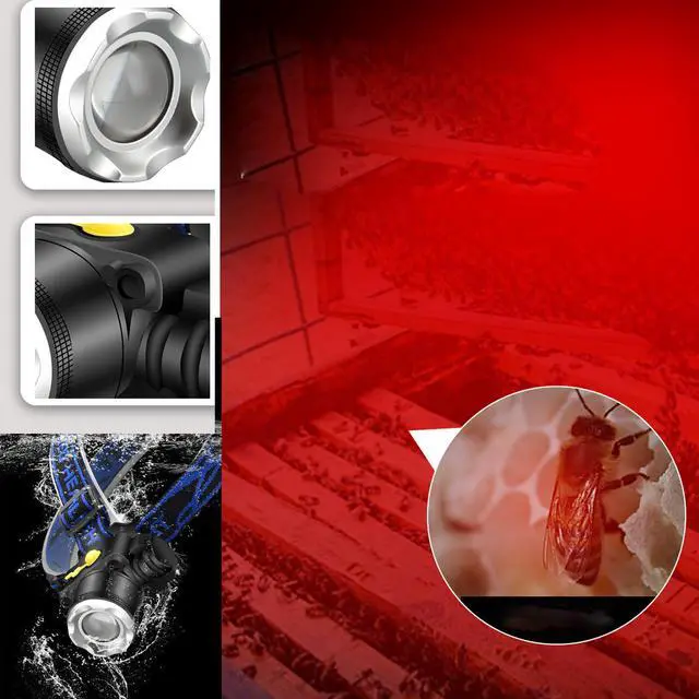 Alt view image 4 of 7 - Redlight LED Headlamp for Bee Flashlight, 3-Mode Zoomable LED Head lamp flshlight for Bee