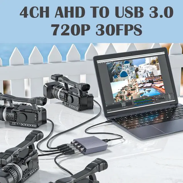Alt view image 2 of 7 - AHD Video Capture Card for 4CH, 720P 30FPS Recording USB Output AHD Input Video Recording,Easy Operation, No Driver Needed, Live Streaming