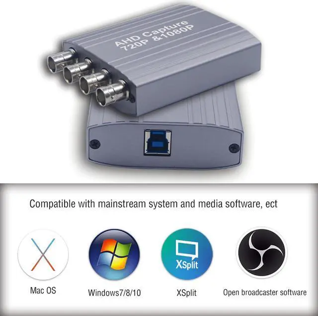 Alt view image 6 of 7 - AHD Video Capture Card for 4CH, 720P 30FPS Recording USB Output AHD Input Video Recording,Easy Operation, No Driver Needed, Live Streaming