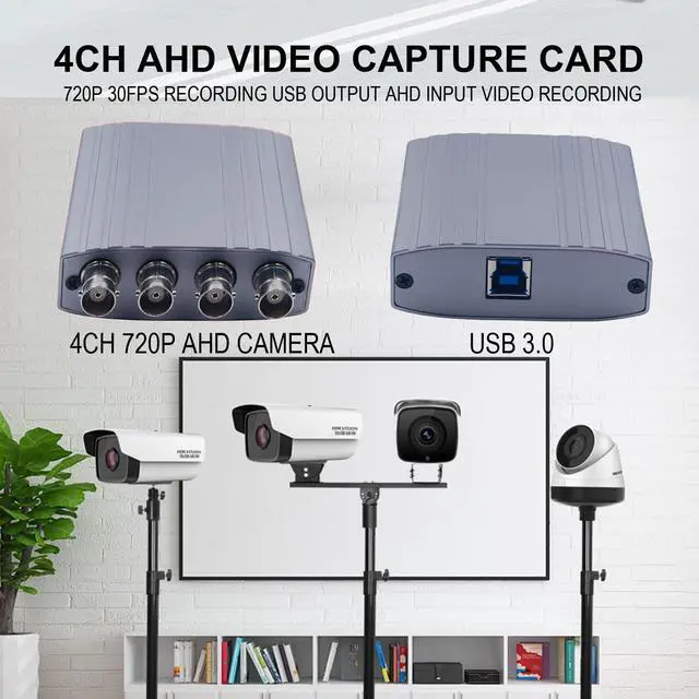 Alt view image 7 of 7 - AHD Video Capture Card for 4CH, 720P 30FPS Recording USB Output AHD Input Video Recording