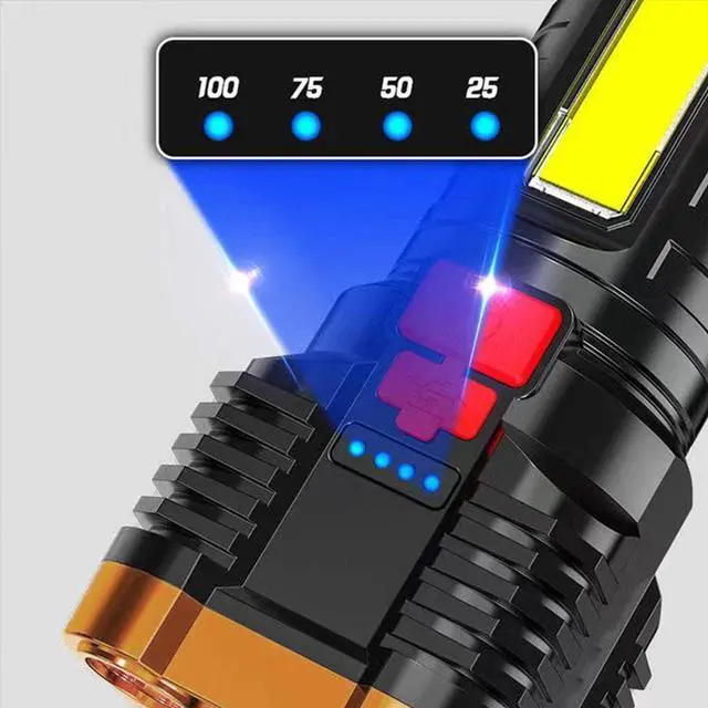 Alt view image 3 of 7 - 5 LED Flashlight Portable High Lumen Work Light USB Rechargeable Light with Sidelight 4 Light Modes Camping Hiking Adventure Home Emergencies Use