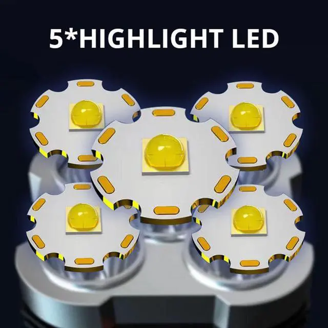 Alt view image 4 of 7 - 5 LED Flashlight Portable High Lumen Work Light USB Rechargeable Light with Sidelight 4 Light Modes Camping Hiking Adventure Home Emergencies Use