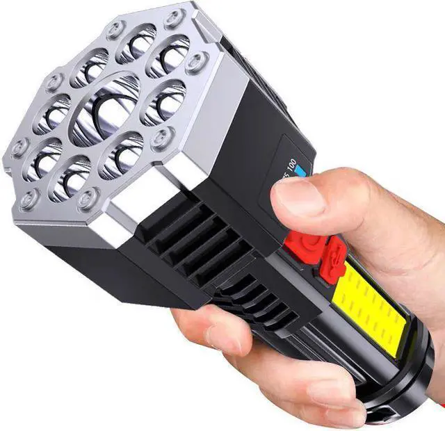 Alt view image 2 of 7 - 5 LED Flashlight Portable High Lumen Work Light USB Rechargeable Light with Sidelight 4 Light Modes Camping Hiking Adventure Home Emergencies Use