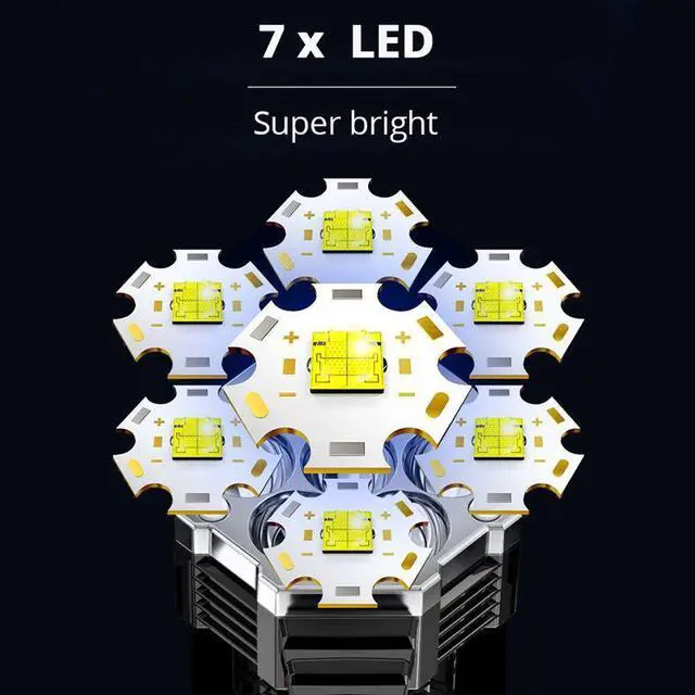 Alt view image 5 of 7 - High Power 7 LED Flashlight Portable 4 USB Modes Rechargeable Waterproof Handheld Torch COB Light for Outdoor Camping
