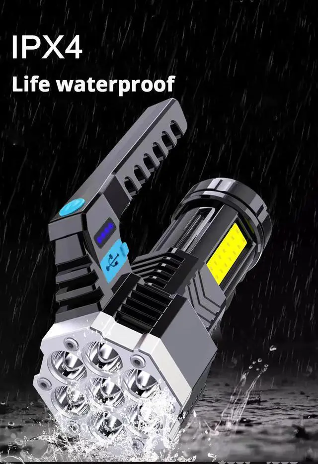 Alt view image 7 of 7 - High Power 7 LED Flashlight Portable 4 USB Modes Rechargeable Waterproof Handheld Torch COB Light for Outdoor Camping