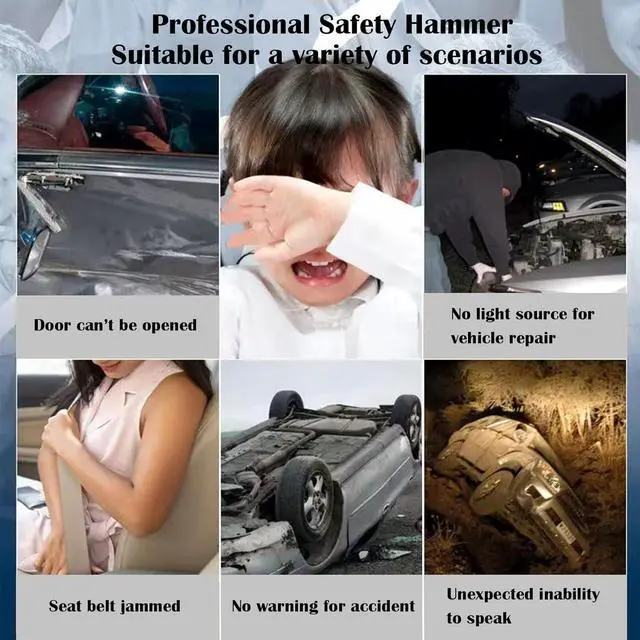 Alt view image 4 of 7 - Car Safety Hammer with Solar Flashlight - Super Bright Illumination, Long Battery Life, Durable Construction, Easy to Use, Compact and Portable