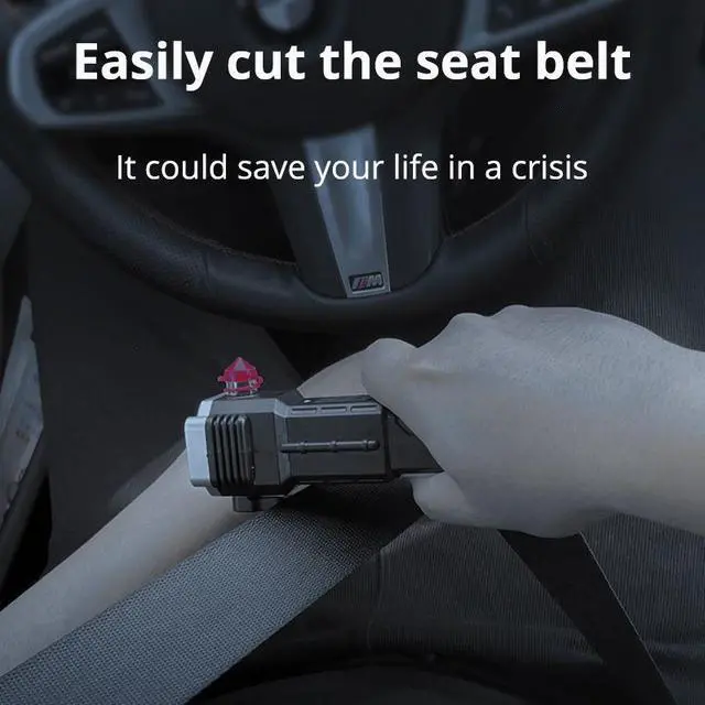 Alt view image 3 of 7 - Multi-Function Car Safety Hammer Flashlight, Emergency Escape Tool with Window Breaker Seatbelt Cutter, LED High Lumens Rechargeable Solar Powered Emergency Rescue Tool Flashlight for Outdoor