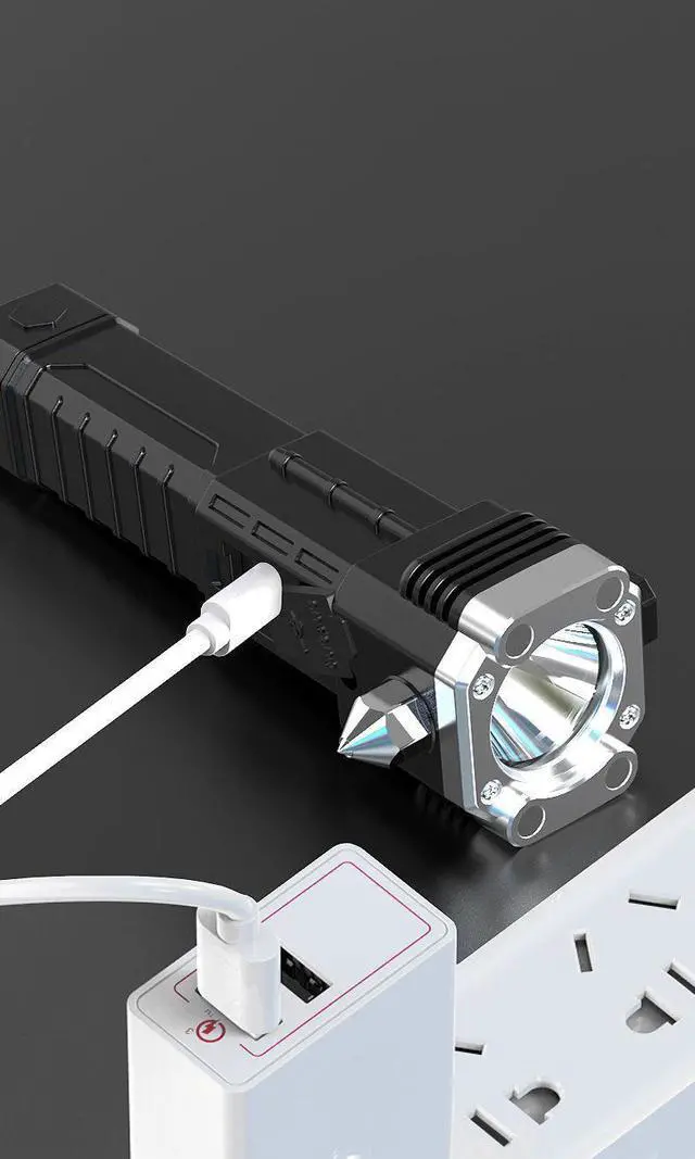 Alt view image 7 of 7 - Multi-Function Car Safety Hammer Flashlight, Emergency Escape Tool with Window Breaker Seatbelt Cutter, LED High Lumens Rechargeable Solar Powered Emergency Rescue Tool Flashlight for Outdoor