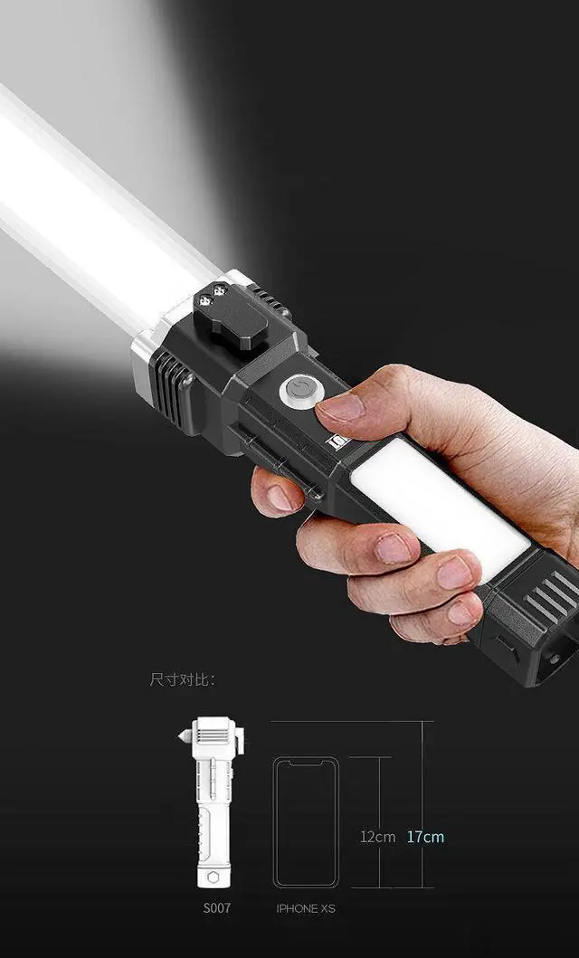Alt view image 2 of 7 - Multi-Function Car Safety Hammer Flashlight, Emergency Escape Tool with Window Breaker Seatbelt Cutter, LED High Lumens Rechargeable Solar Powered Emergency Rescue Tool Flashlight for Outdoor