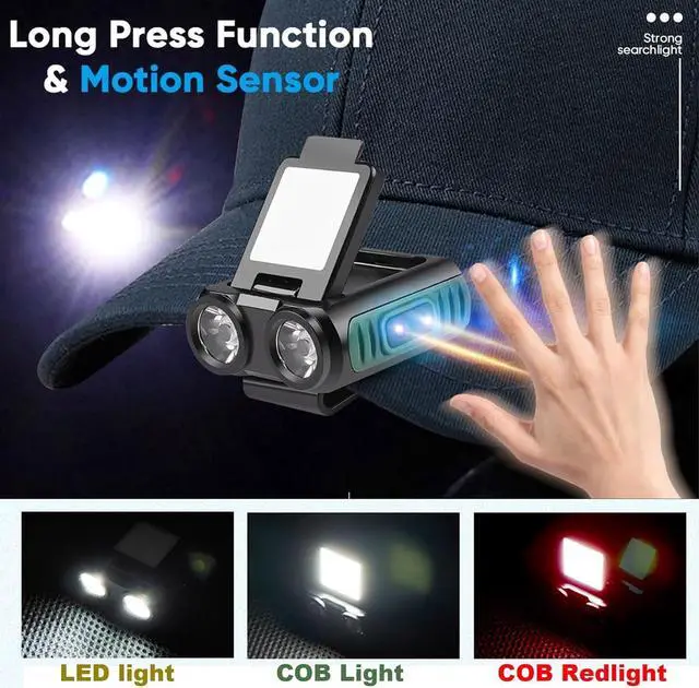 Alt view image 3 of 7 - LED Small Flashlight, 800Lumens Clip on Cap Light Light, Portable USB Rechargeable Pocket Lights with 5 Modes Compact Baseball Cap Lights Indoor and Outdoor for Walking,Searching and Hiking Visit the
