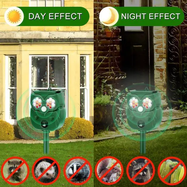 Alt view image 7 of 7 - Solar Animal Repeller Defender Cat, Dog, Squirrel, Deer, Fox, Outdoor Animal Deterrent with Motion Sensor and Led Light Alarm, Protect Yards, Lawn Gardens