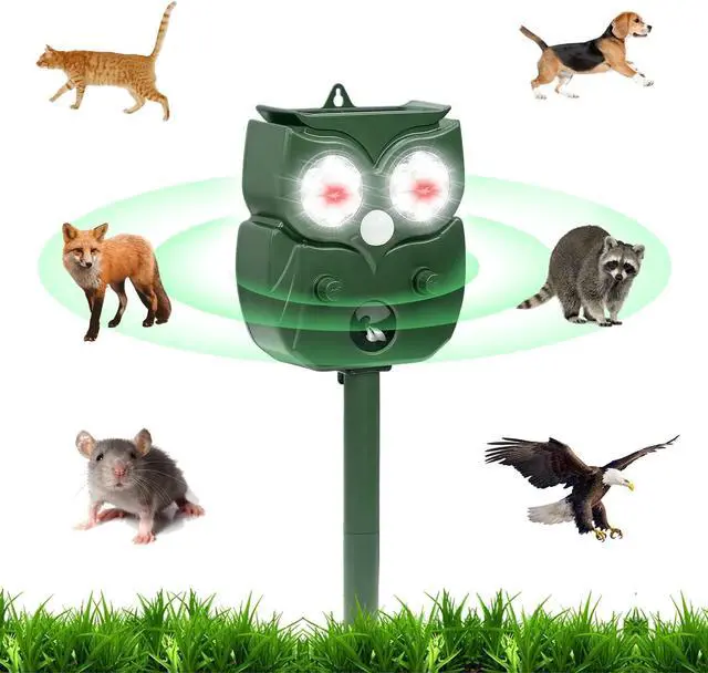 Alt view image 2 of 7 - Solar Animal Repeller Defender Cat, Dog, Squirrel, Deer, Fox, Outdoor Animal Deterrent with Motion Sensor and Led Light Alarm, Protect Yards, Lawn Gardens