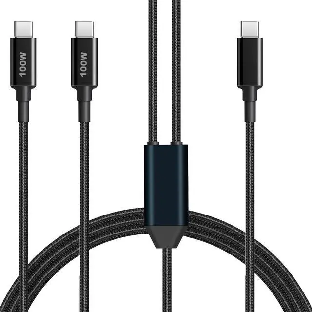 Alt view image 7 of 7 - USB C Cable, Single Port Max 100W 6FT 5A USB C Charger Cable, 2 in 1 Multi Fast Charging Cable, Nylon Braided USB C to USB C Cable for 15/Pro/Plus/Max, MacBook Pro, iPad Pro, Galaxy S23/S22