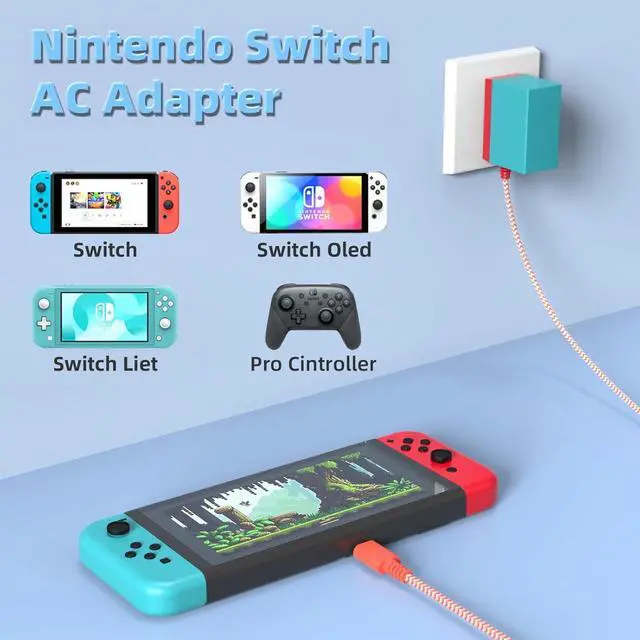 Alt view image 2 of 7 - Switch Charger, AC Adapter Power Supply for Nintendo Swtich Lite/OLED/Pro Controller/Steam Deck, Support Switch TV Dock Mode 39W USB C Fast Charger with 5Ft Charging Cable