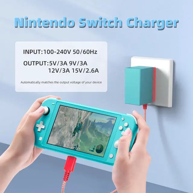 Alt view image 7 of 7 - Switch Charger, AC Adapter Power Supply for Nintendo Swtich Lite/OLED/Pro Controller/Steam Deck, Support Switch TV Dock Mode 39W USB C Fast Charger with 5Ft Charging Cable