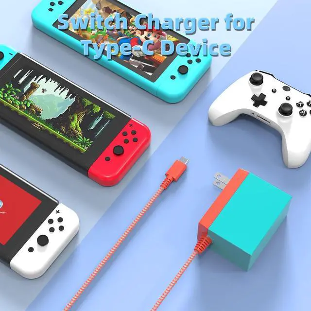 Alt view image 6 of 7 - Switch Charger, AC Adapter Power Supply for Nintendo Swtich Lite/OLED/Pro Controller/Steam Deck, Support Switch TV Dock Mode 39W USB C Fast Charger with 5Ft Charging Cable