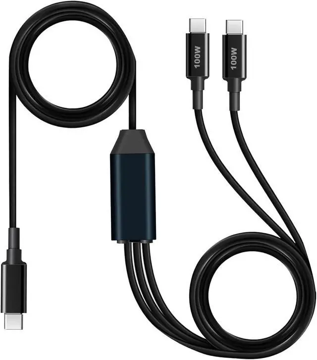 Main image of USB C Cable, 2 in 1 Charging Cable Single Port Max 100W 6FT 5A USB C Charger Cable, Nylon Braided USB C to USB C Cable for 15/Pro/Plus/Max, MacBook Pro, iPad Pro, Galaxy S23/S22