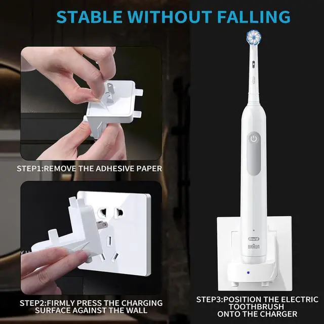 Alt view image 6 of 7 - Wireless Electric Toothbrush Wall Charger Compatible with Oral-B and Braun Models (Excluding IO Series and Pulsonic Series), Portable, IPX7 Waterproof Charging Station