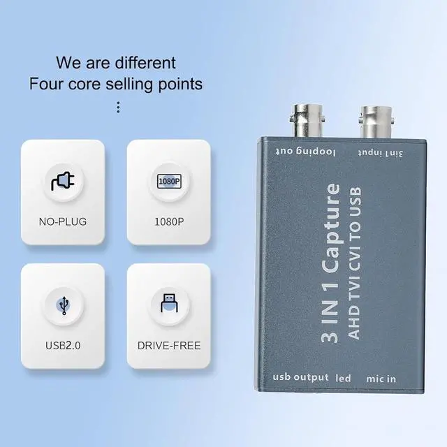 Alt view image 7 of 7 - AHD Video Capture,AHD/TVI/CVI to USB 2.0 1080P Capture Device,Compatible with OBS,POTPLAYER,AMCAP,VLC for Streaming Video Recording for Windows, Linux,OS