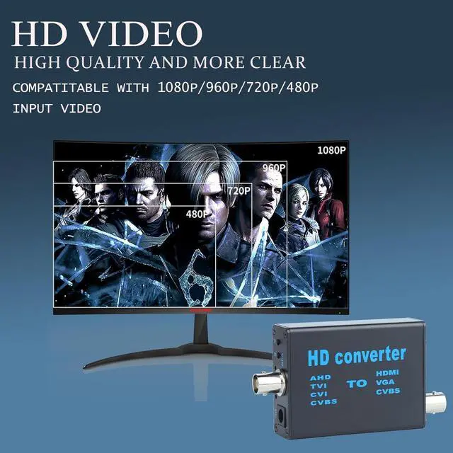 Alt view image 5 of 7 - GRACETOP BNC Cable to HDMI Video Signal Convertor,Audio Video Capture Converte,4 in 1 HD Convertor AHD/TVI/CVI/CVBS Signal to HDMI/VGA/CVBS 1080p for Camera/DVR/CCTV Security System