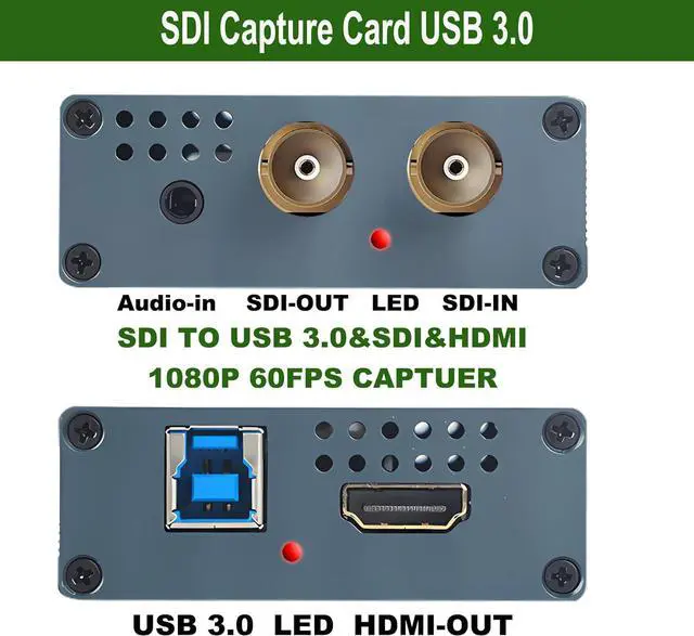 Alt view image 3 of 7 - SDI Video Capture Card with SDI Loop Out/HDMI, SDI to HDMI Converter, 1080P60fps SDI to USB3.0 Audio Video Capture Device with SDI Loopout USB Video Record for SDI Camera Live Streaming