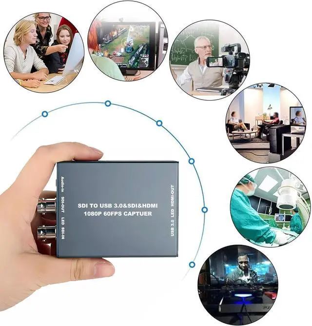 Alt view image 2 of 7 - SDI Video Capture Card with SDI Loop Out/HDMI, SDI to HDMI Converter, 1080P60fps SDI to USB3.0 Audio Video Capture Device with SDI Loopout USB Video Record for SDI Camera Live Streaming