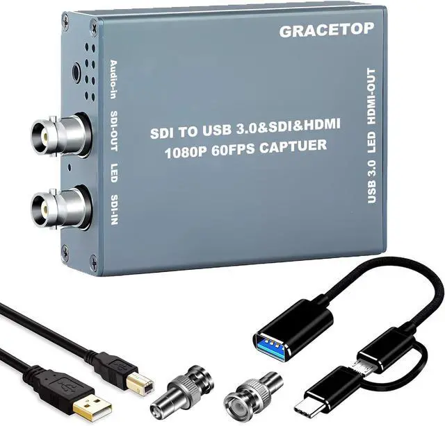 Main image of SDI Video Capture Card with SDI Loop Out/HDMI, SDI to HDMI Converter, 1080P60fps SDI to USB3.0 Audio Video Capture Device with SDI Loopout USB Video Record for SDI Camera Live Streaming
