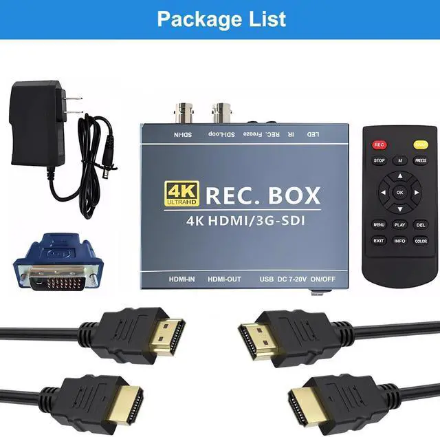 Alt view image 6 of 7 - GRACETOP Mini DVR SDI TVI HDMI Recorder with SDI-Loop, SDI to HDMI Converter, 4K HD Video Capture Box for SDI Camera MP4 Digital Recorder Support 1TB U Disk 4K30 1080P60 IR Remote