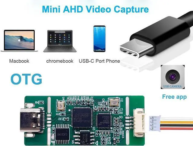 Alt view image 6 of 7 - GRACETOP AHD Capture Card with OTG, 1080P30 720P60 AHD to USB Video Capture Card for AHD 1080P HD Backup Camera Streaming Game Streaming Video Recording for Windows, Linux, OS (USB-A)