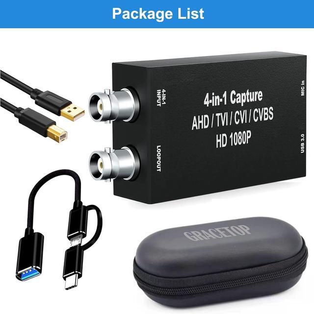 Alt view image 5 of 7 - GRACETOP AHD Capture Card with Loopout, 1080P AHD/TVI/CVI/CVBS/AV/RCA to USB 3.0 Video Capture Card, BNC to USB Capture Card for Streaming Game Streaming Video Recording for Windows, Linux, OS
