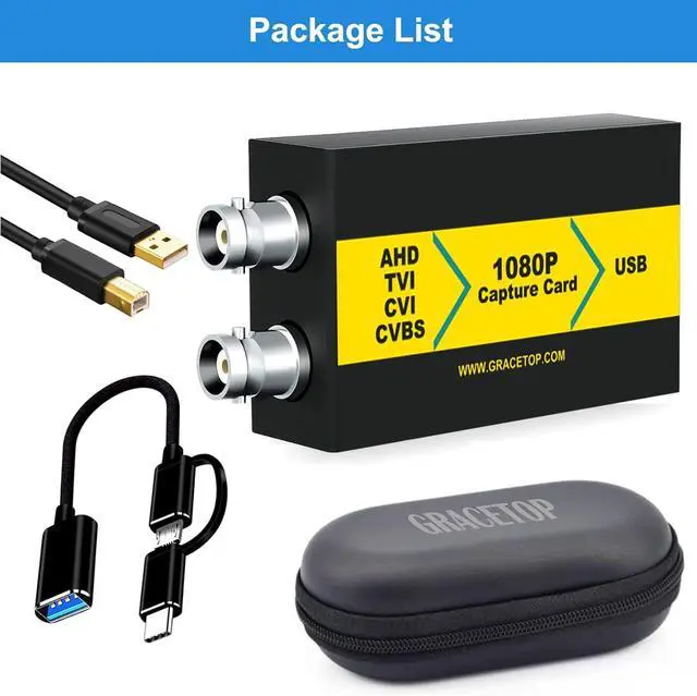 Alt view image 5 of 7 - GRACETOP AHD Capture Card with Loopout, 4-in-1 AHD/TVI/CVI/CVBS/AV/RCA to USB 3.0 Video Capture Card, 1080P CVBS Capture Card for Streaming Game Streaming Video Recording for Windows, Linux, OS