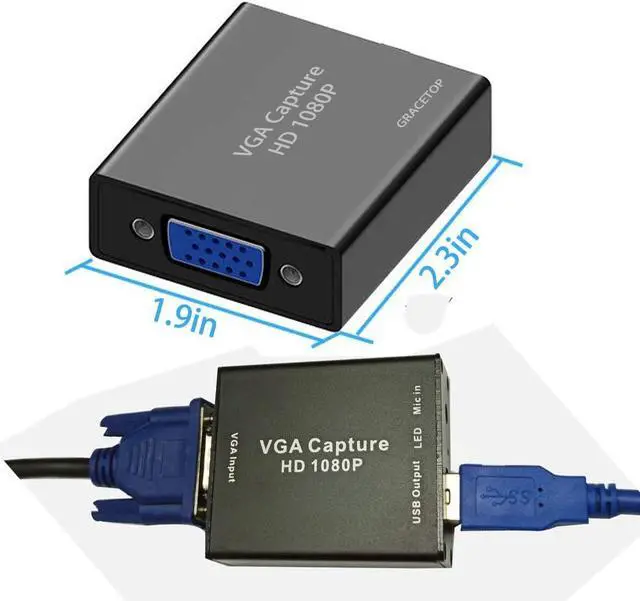 Alt view image 6 of 7 - GRACETOP VGA Capture Card, VGA to USB Capture Device with Mic Input Support HD 720P Video for Gaming, Streaming, Teaching, Video Conference, Live Broadcasting