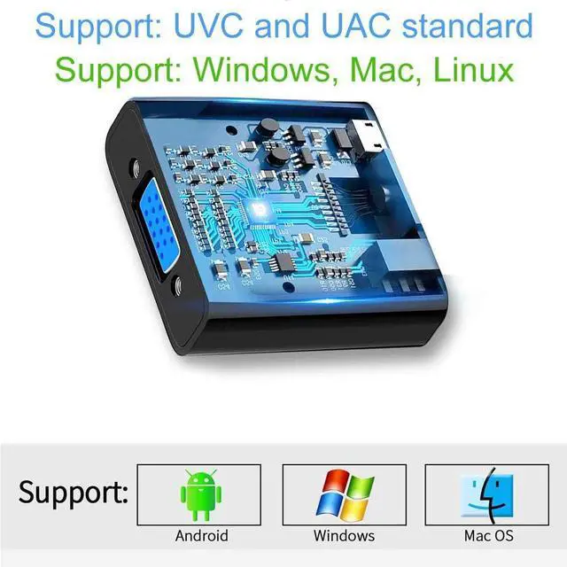 Alt view image 2 of 7 - GRACETOP VGA Capture Card, VGA to USB Capture Device with Mic Input Support HD 720P Video for Gaming, Streaming, Teaching, Video Conference, Live Broadcasting