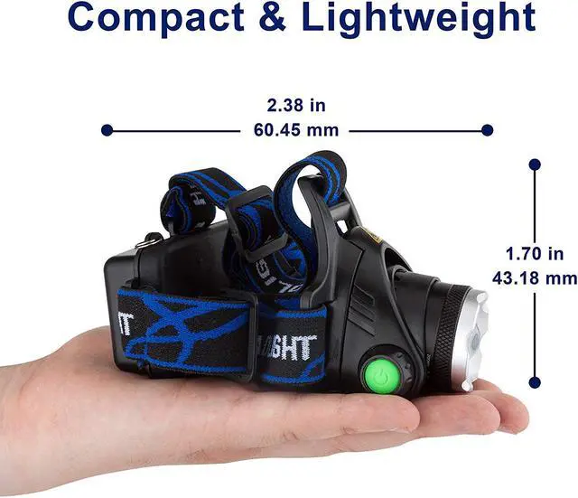 Alt view image 3 of 7 - LED Headlamp Rechargeable,1800 Lumens Zoomable Waterproof LED head lamp flshlight, Hands-free Headlight Torch Lamp