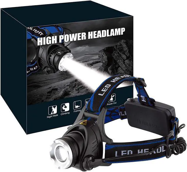 Alt view image 7 of 7 - LED Headlamp Rechargeable,1800 Lumens Zoomable Waterproof LED head lamp flshlight, Hands-free Headlight Torch Lamp