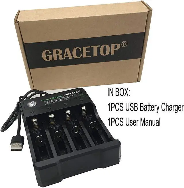Alt view image 6 of 7 - USB Smart Battery Charger 4-Bay 5V 2A for Rechargeable Batteries 3.7V Li-ion TR IMR 1865O 2665O 145OO 16340(RCR123) Red/Green Display (Not Battery)