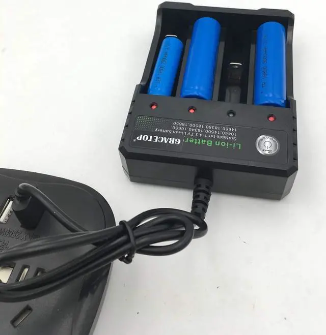 Alt view image 7 of 7 - USB Smart Battery Charger 4-Bay 5V 2A for Rechargeable Batteries 3.7V Li-ion TR IMR 1865O 2665O 145OO 16340(RCR123) Red/Green Display (Not Battery)