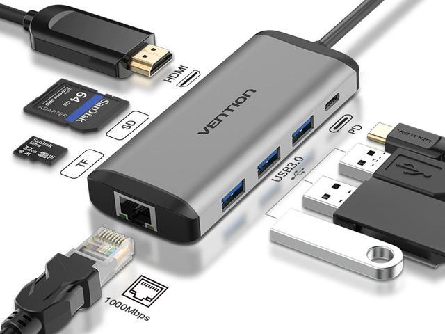 Vention USB C Hub USB C Adapter ,8-in-1 USB Type C to 4K HDMI
