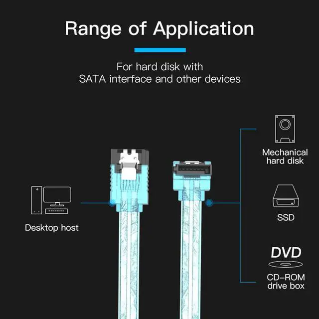 Alt view image 2 of 7 - Vention SATA Cable III,[3-Pack] 3.0 to Hard Disk SATA Cable III 6Gbps 90 Degree Right Angle with Locking Latch 20 Inch for SATA HDD, SSD, CD Driver, CD Writer-Red