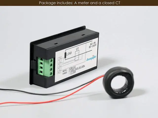 Alt view image 3 of 7 - AUTENS AC 80-260V 100A LCD Display Digital Current Voltage Power Energy Multimeter Ammeter Voltmeter with Current Transformer CT
