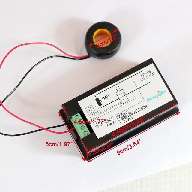 Alt view image 6 of 7 - AUTENS AC 80-260V 100A LCD Display Digital Current Voltage Power Energy Multimeter Ammeter Voltmeter with Current Transformer CT