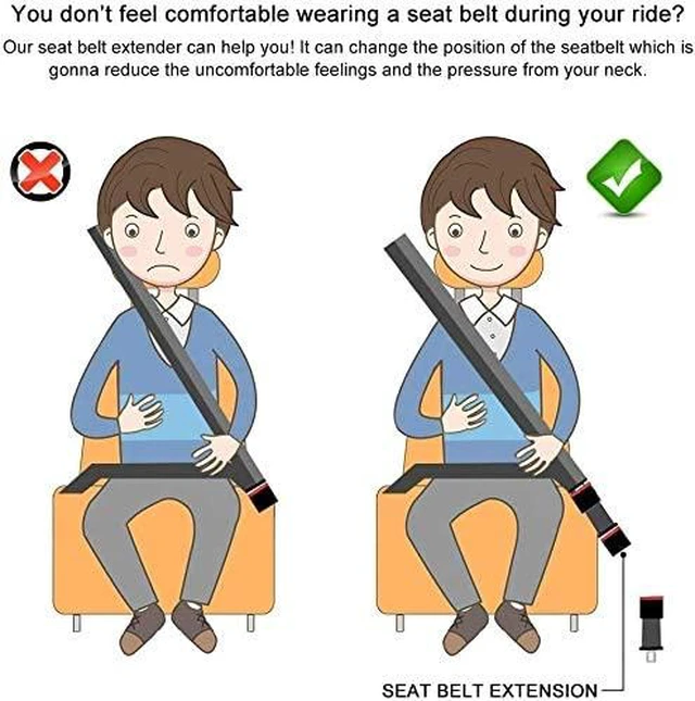 Alt view image 6 of 7 - AUTENS 2 Packs Seat Belt Extension-Original Car Buckle, Universal Buckle Suitable for Most Cars (7/8 inch Metal Tongue)