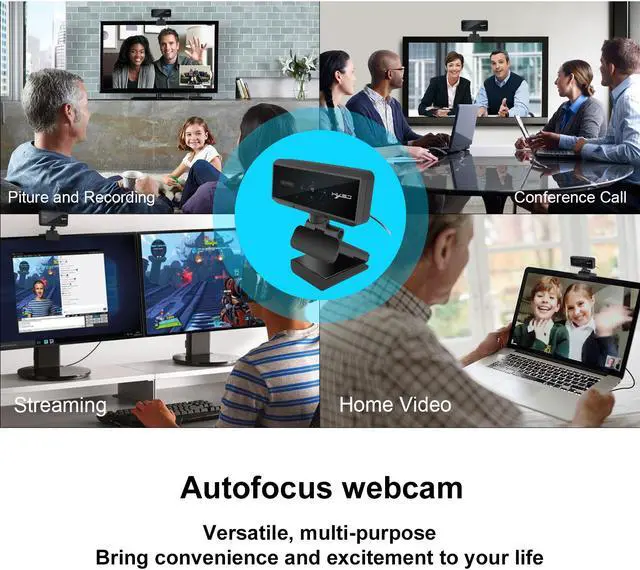 Alt view image 5 of 7 - AUTENS Webcam 1080P HD 5 Million Pixels Autofocus Streaming Computer Laptop PC USB Camera with Microphone Plug and Play for Remote Working, Gaming, Video Calling, Online Class Conference Recording