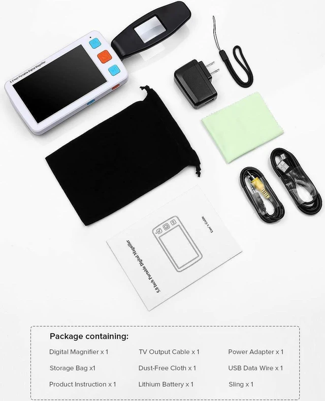 Alt view image 7 of 7 - 5.0 Inch Portable Digital Magnifier Handheld Electronic Reading Aid 4X-32X for Low Vision