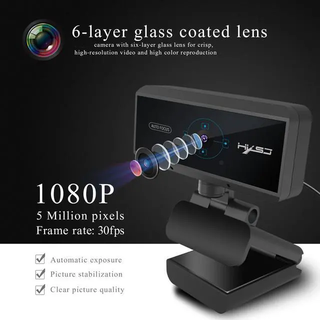 Alt view image 4 of 7 - AUTENS Webcam 1080P HD 5 Million Pixels Autofocus Streaming Computer Laptop PC USB Camera with Microphone Plug and Play for Remote Working, Gaming, Video Calling, Online Class Conference Recording