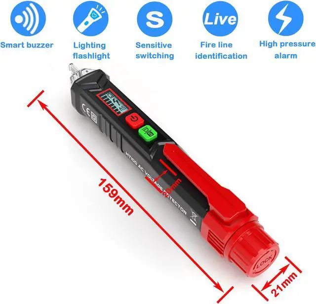 Alt view image 4 of 7 - AUTENS Voltage Tester, Dual Non Contact AC Voltage Detector for Range 12V-1000V/48V-1000V, Circuit Testers Auto Power-Off with Buzzer Alarm and LED Alarmed, Test Pencil with Flashlight