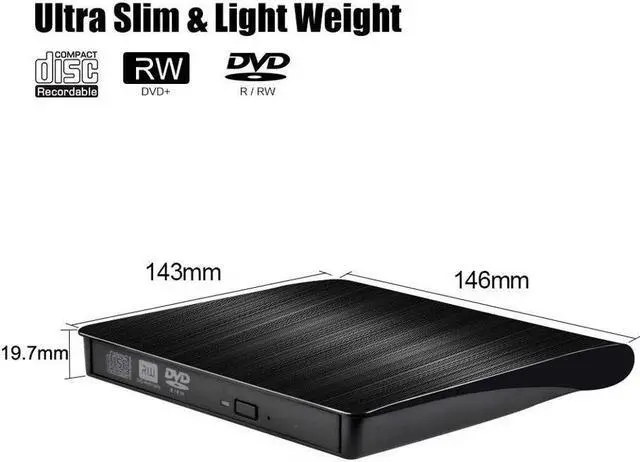 Alt view image 7 of 7 - AUTENS External CD DVD Drive USB 3.0 Portable Fits for DVD-R DVD-RW DVD+R DVD+RW DVD-ROM Super Speed Data Transfer Black for PC Laptop Computer Mac Windows 11/10/8/7