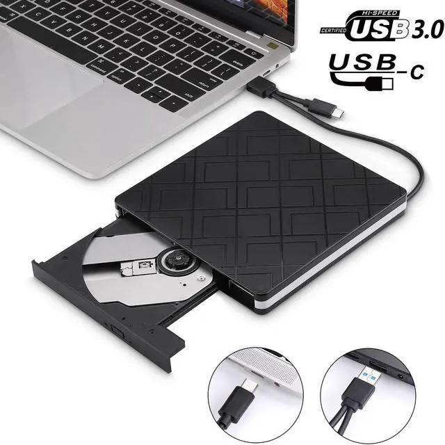 Main image of AUTENS External CD Drive CD-RW DVD-R Combo Burner USB 3.0 Type-C CD DVD Portable External USB Portable For PC Laptop Computer Mac Windows 11/10/8/7
