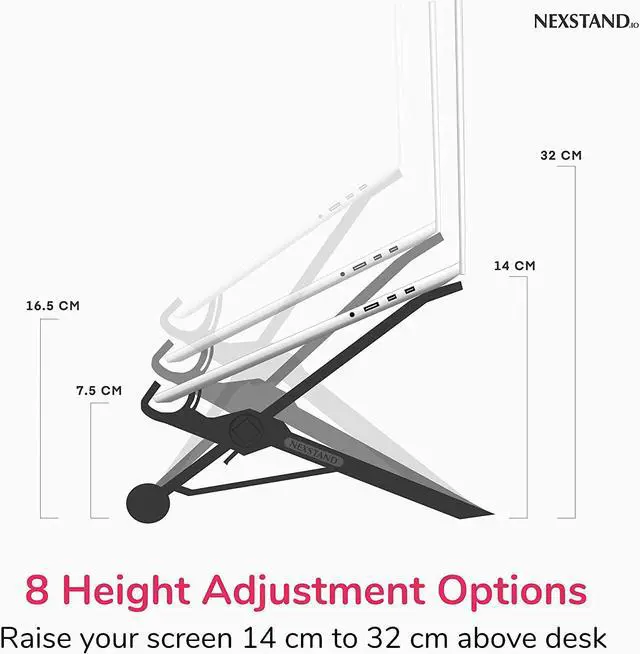 Alt view image 2 of 7 - NEXSTAND Travel Laptop Stand Foldable and Adjustable Notebook Holder 8 Height Options Fit for PC MacBook Computer and Most laptops