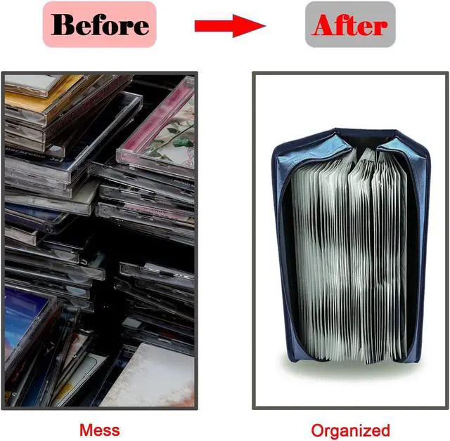 Alt view image 6 of 7 - Intendvision 160 Capacity CD DVD Case, Protective CD DVD Box Holder Portable Zipper Disc Storage Organizer Bag for Car Home Office Travel (Blue)